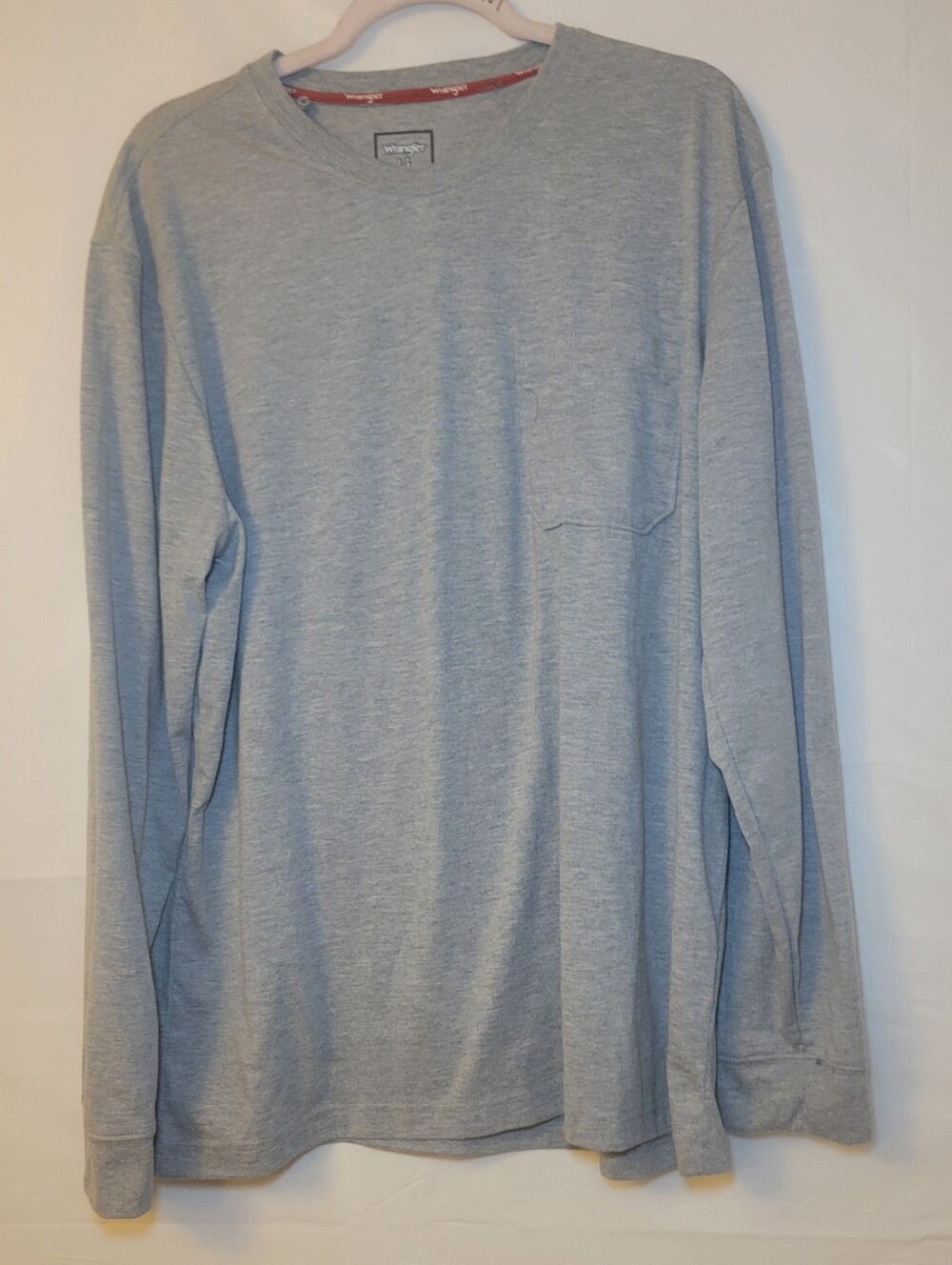 Wrangler Light Gray Long Sleeve Pocket Tee